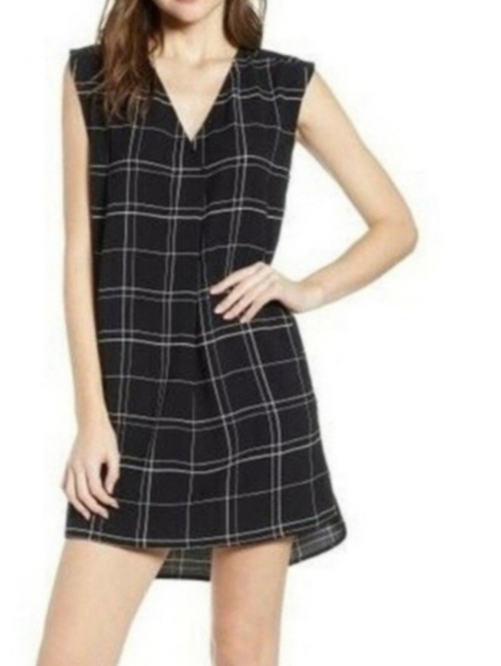 Leith Everyday Black White Checkered Little Dress Size Small tunic S Shift mini